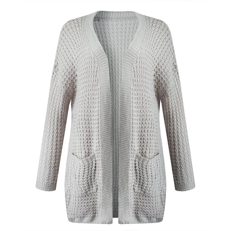 Open Front Knitted Colorblock Sweater Cardigan