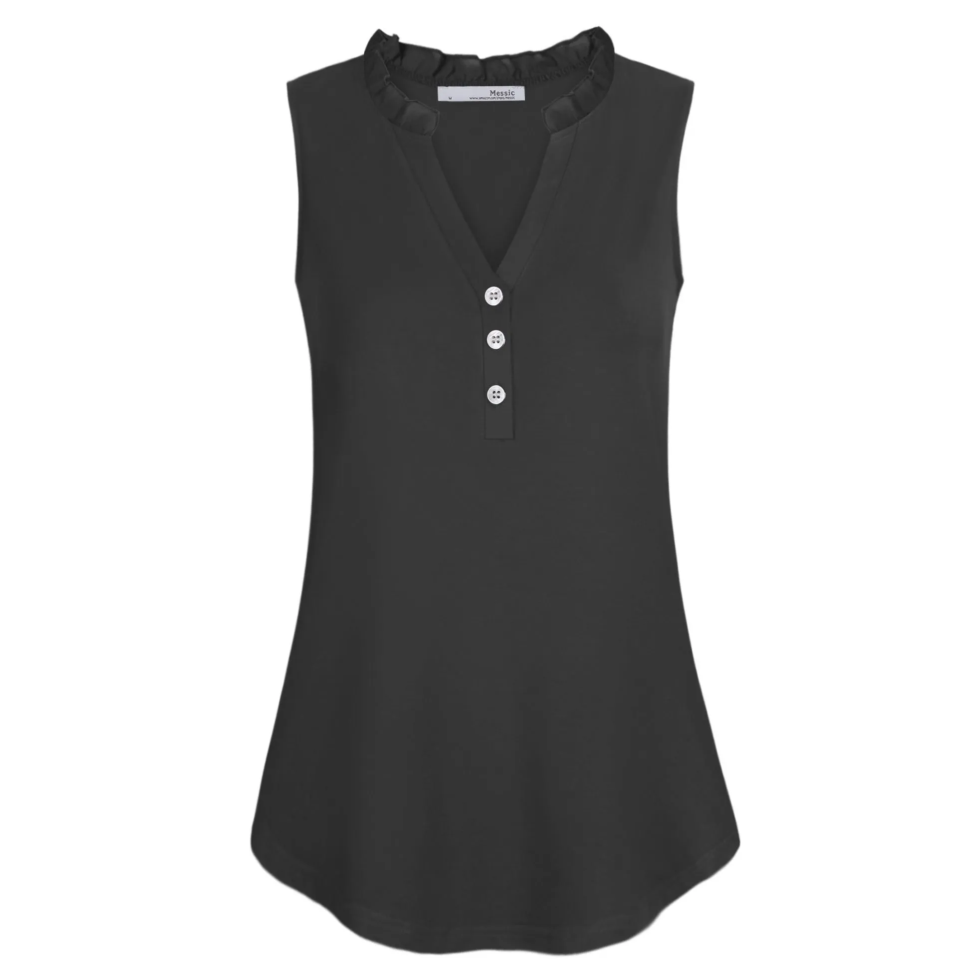 Ruffled Collar V Neck Tank Top