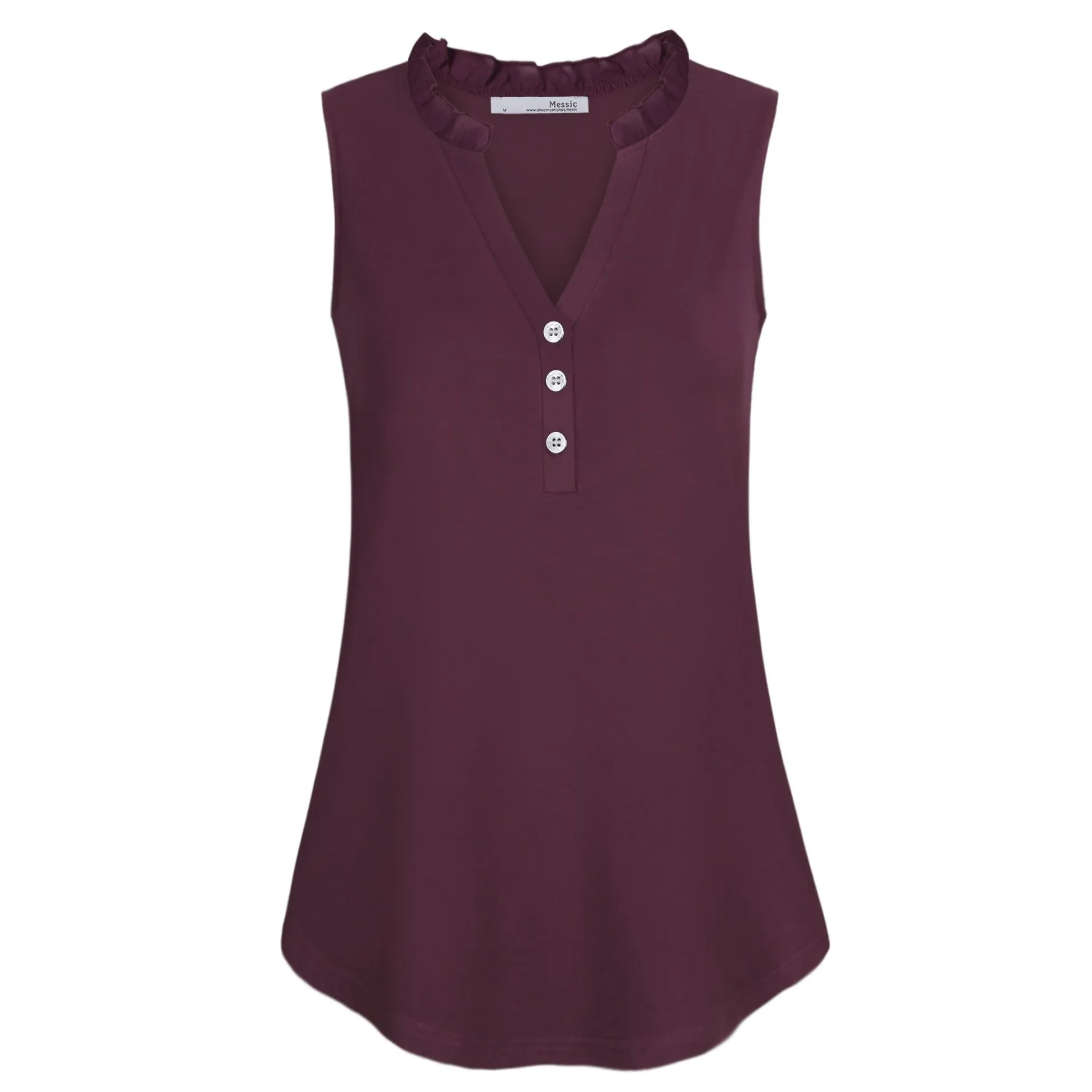 Ruffled Collar V Neck Tank Top